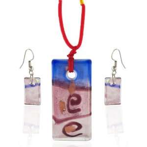   Rectangle Earrings Pendant Murano Glass Jewelry Set Pugster Jewelry