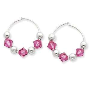   Silver & Pink Glass Bead Hoop Earrings West Coast Jewelry Jewelry
