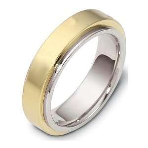   6mm Two Tone Gold Designer SPINNING Wedding Band Ring   625 Jewelry