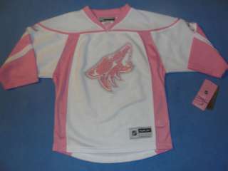 Nwt Reebok NHL Coyotes Pink Youth Kids Girls Jersey L  
