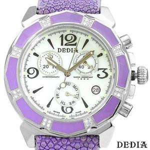 Dedia 42mm Brand New Chronograph SWISS Watch with DIAMONDs & Day/Date 