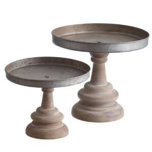  Pack of 4 Round Whitewashed Table Top Metal and Wood 