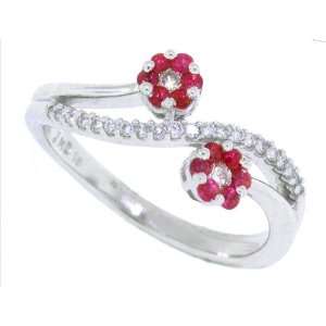  0.22CT Genuine Ruby and Diamond Ring in 14Kt White Gold 5 