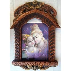 Lord Shiva & Maa Parvati with shivling in Himalayas poster painting in 