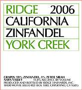 Ridge York Creek Zinfandel 2006 