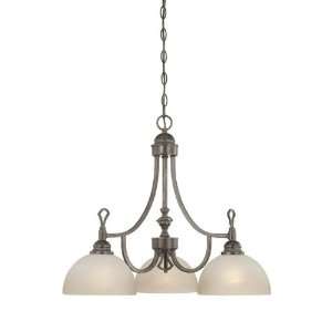    Warm Bronze Down Chandelier with Creamy Etched Glass Shade 26823 WB