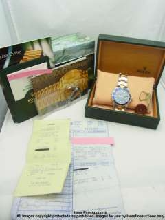 Rolex Submariner 18k Gold SS Blue Dial 16613 Watch W/ Box Papers 