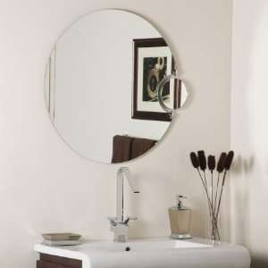   Modern   Round Frameless Wall Mirror, Chrome Finish with Etched Glass