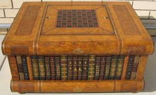   CRAFTED MAHOGANY WOOD & LEATHER BOOK MOTIF COFFEE GAME TABLE  