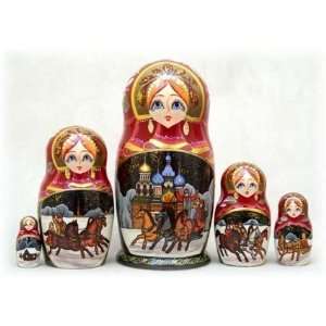  Troika 5 Piece Russian Wood Nesting Doll: Home & Kitchen