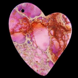Q37978 44x37x6 Sea Sediment Jasper Heart Pendant Bead  
