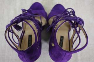 Rachel Zoe Kayne Purple suede Platform Sandals wedge pumps 7 New 