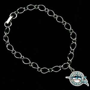  Florida Marlins Ladies Silver Tone Charm Bracelet: Sports 