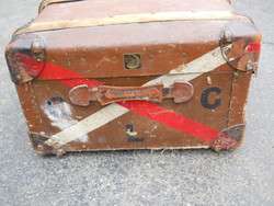 Vintage Bamboo & Tweed Trunk Luggage The Crescent 36x22x14 Needs 
