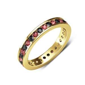   ,Red Color) Channel Set Eternity Band in 18K Yellow Gold.size 8.5