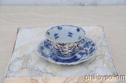 Fine Blue and White Kangxi Cup and saucer, 1675  