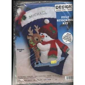   Christmas Stocking Kit with Reindeer and Snowman Arts, Crafts