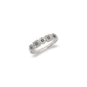  14K White Gold Diamond and Sapphire Ring Size 6.5: Jewelry