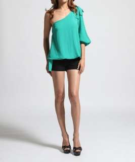  Cute One Shoulder Slit 3/4 Sleeve Chiffon BLOUSE W/ Bow Casual TOP 