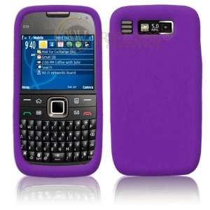 Nokia E73 Cell Phone Solid Purple Silicon Skin Case