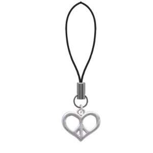    Silver Heart Peace Sign   Cell Phone Charm [Jewelry]: Jewelry