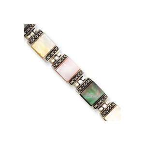   Macasite and Multi color Mother of Pearl Bracelet QH1010 7 Jewelry