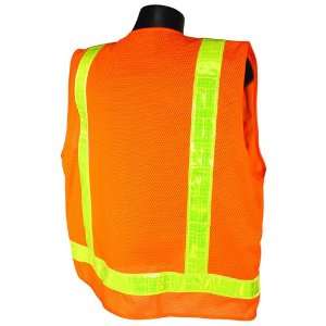  Safety Vest Class 2 Surveyor Orange Solid Front Mesh Back 