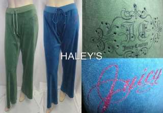 New Juicy Couture Sweatpants Green Blue Velour Lounge Wear Misses Size 