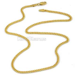 3mm Mens Curb Chain 18K Gold Filled Necklace Solid Plated GP  