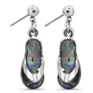   Paua Shell Dangle Earrings Pair of Slippers Inspired Design: Jewelry