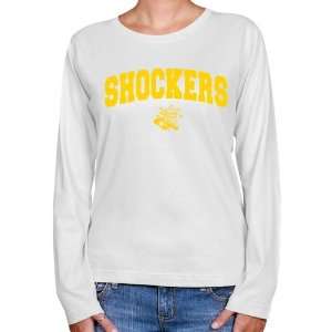 Wichita State Shockers Ladies White Logo Arch Long Sleeve Classic Fit 