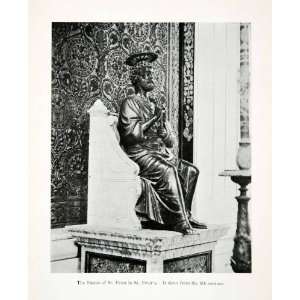  1907 Print Statue Saint Peter Basilica Italy Religion 