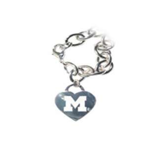  University of Michigan Wolverines Tiffany Style Heart Tag 