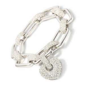  Diamond Pave And 14kt White Gold Rectangular Link Bracelet 