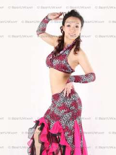 3Pcs Belly Dance Tribal Bra Dress Costume Set Clothing  