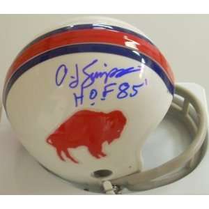  O.J. Simpson Signed Mini Helmet   OJ 2bar HOF85: Sports 
