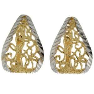  14K Yellow Gold Two Tone Hoop Earrings: Jewelry
