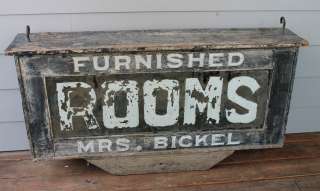   VINTAGE California Wood Wooden & Glass Hotel Boarding House Rooms Sign