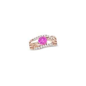  ZALES Lab Created Pink and White Sapphire Ring in 10K Rose 