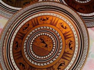Vintage Grecian Greek Copper serving tray set 3 platters egyptian 