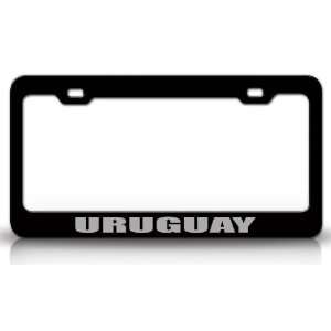 URUGUAY Country Steel Auto License Plate Frame Tag Holder, Black 