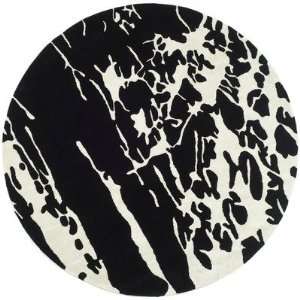   New Zealand Wool Round Area Rug, Black and White: Home & Kitchen