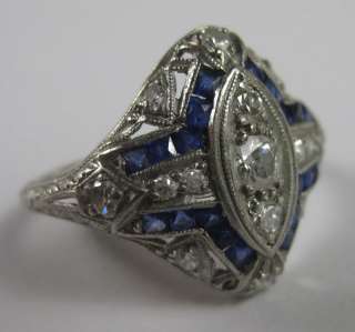 1920s Art Deco Platinum & Diamond/Sapphire Ring FANTASTIC!  