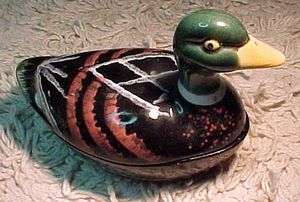 Vintage French Faience Duck Pate Turrine by Michel Caugant   