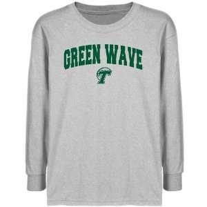 Tulane Green Wave Youth Ash Logo Arch T shirt    : Sports 