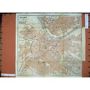  1900 Colour Map Germany Street Plan Dreseden Baedeker 