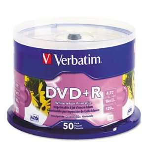  Inkjet Printable DVD+R Discs, White, 50/Pack Electronics