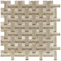   Reflections Basketweave Sand Glass/ Stone Mosaic Tiles (Pack of 10