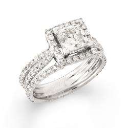 14k White Gold 2 2/5ct TDW Princess cut Diamond Engagement Ring (G, I1 