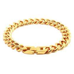 Goldplated Stainless Steel Curb Link Bracelet (10 mm)  Overstock